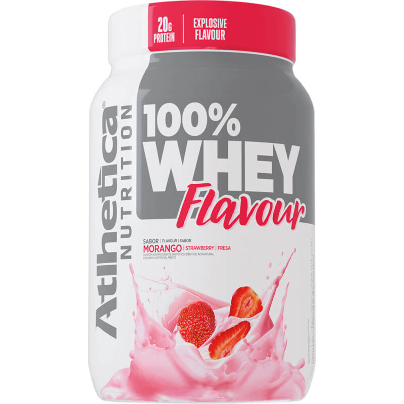 100% Whey Protein Concentrado Proteína Sabor Morango Pote de 900g